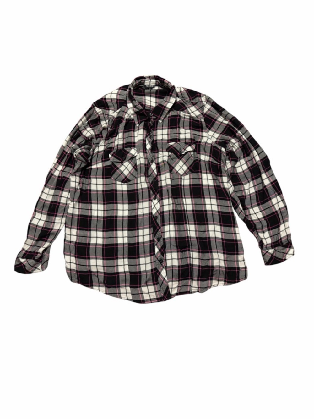 torrid Black, White & Pink Plaid Button-Up Shirt